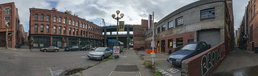 Main St, W of 1st Ave S, Pioneer Square, Seattle WA