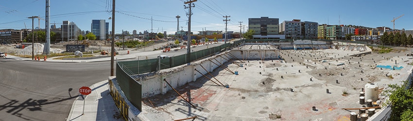 Demolition at 8th Ave & Roy St, South Lake Union, Seattle WA