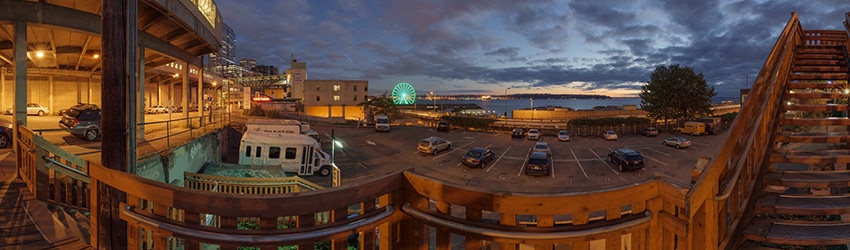 View from Pike Place Market Stairs at Western Ave, Seattle WA