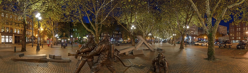 Occidental Park & Fire Fighter's Memorial, Pioneer Square, Seattle WA