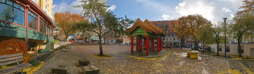 Autumn Afternoon at Hing Hay Park, Chinatown, Seattle WA