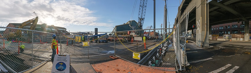 Seawall Construction, Alaskan Way & Seneca St, Seattle WA