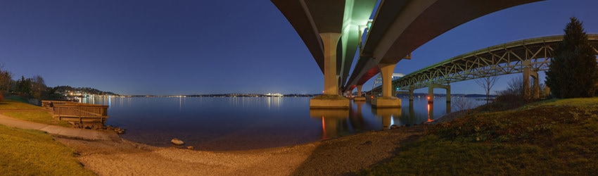 View East of I-90 Bridges, South Day Street Park, Lake Washington, Seattle WA