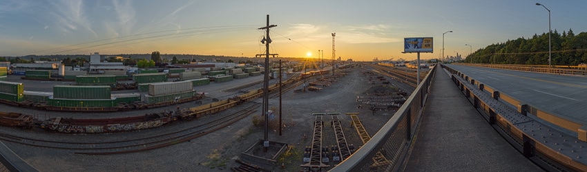 Sunset Over the Union Pacific Railyard, Seattle WA