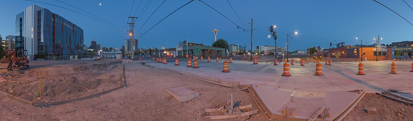 Dawn at Mercer St & Dexter Ave, South Lake Union, Seattle WA