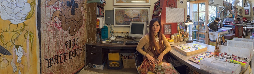 Artists Yuko Yabuki & Thaddeus Mace Wike in their Studio, Tempe AZ