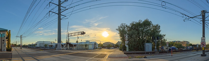 Rail Crossing at 1st St, Tempe AZ