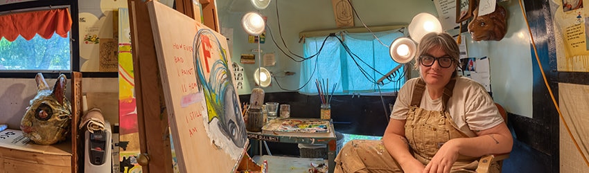 Artist Beth Tom in her Studio, Tempe AZ
