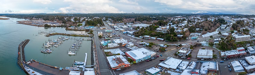 Snow in Old Town Bandon OR