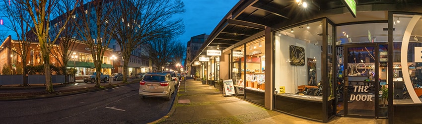 E Broadway, W of Pearl St, Eugene OR