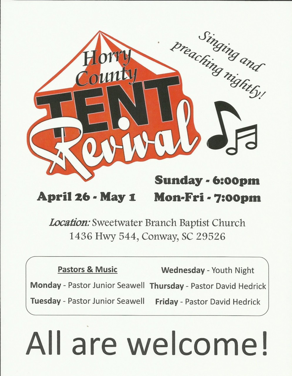 tent revival flyer 2015 conway chamber of commerce tent revival flyer
