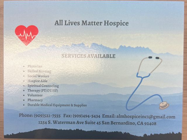 Gallery Image for ALL LIVES MATTERS HOSPICE in San Bernadino, CA
