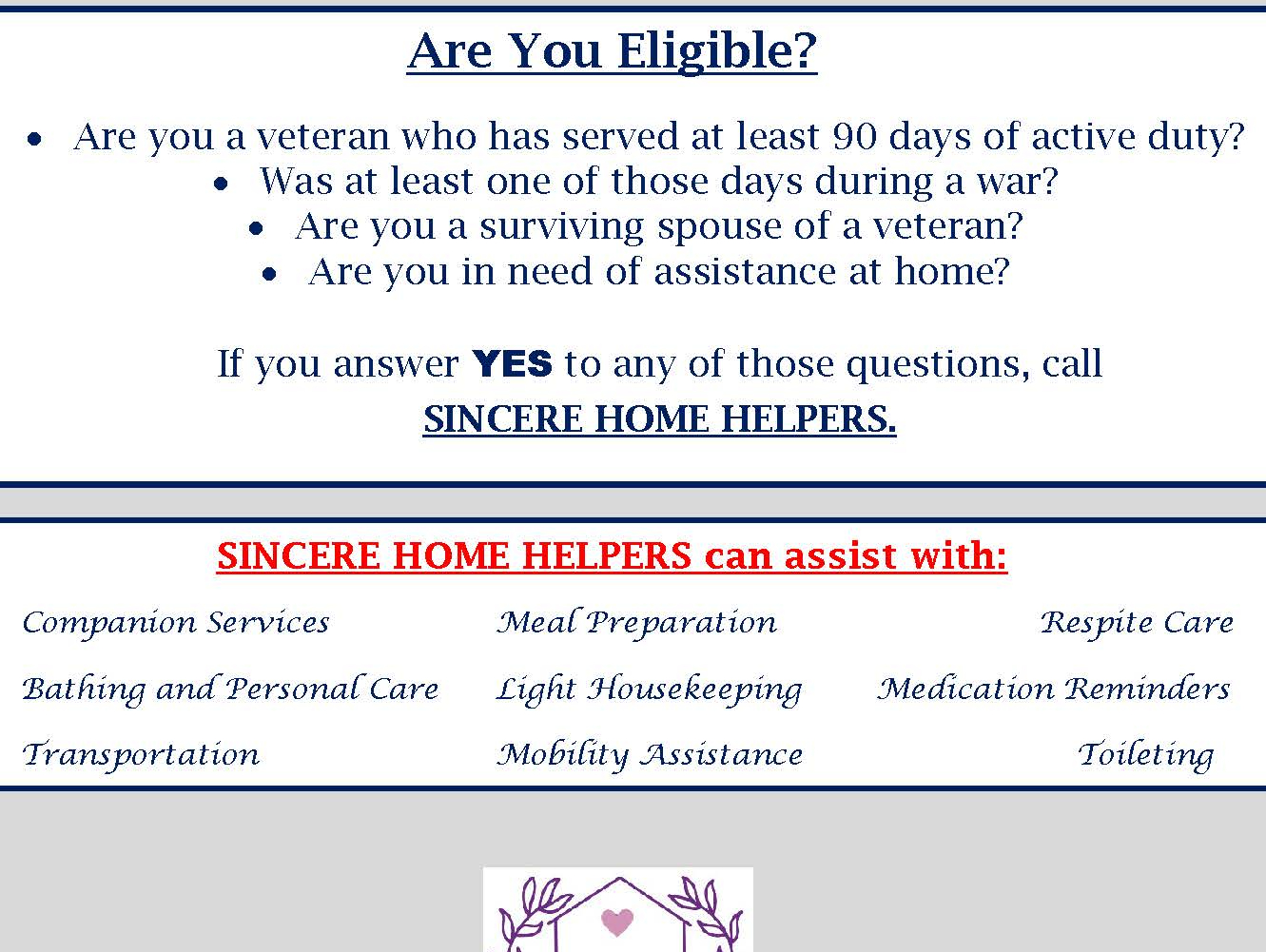 Gallery Image for SINCERE HOME HELPERS in EPHRATA, PA