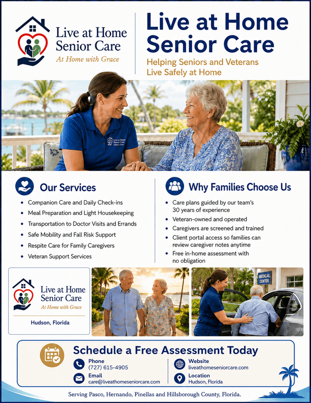 Live at Home Senior Care, Homecare in Hudson, FL