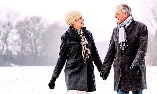 Couple Walking During The Winter