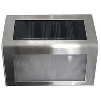 Boston Harbor 26527 Solar Step Light, Ni-Mh Battery, AAA Battery, 3-Lamp, LED Lamp, Stainless Steel, Plastic Fixture
