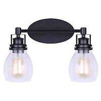 Canarm CARSON IVL705A02BK Vanity Light, 200 W, 2-Lamp, Type A Lamp, Metal Fixture, Black Fixture, Matte Fixture