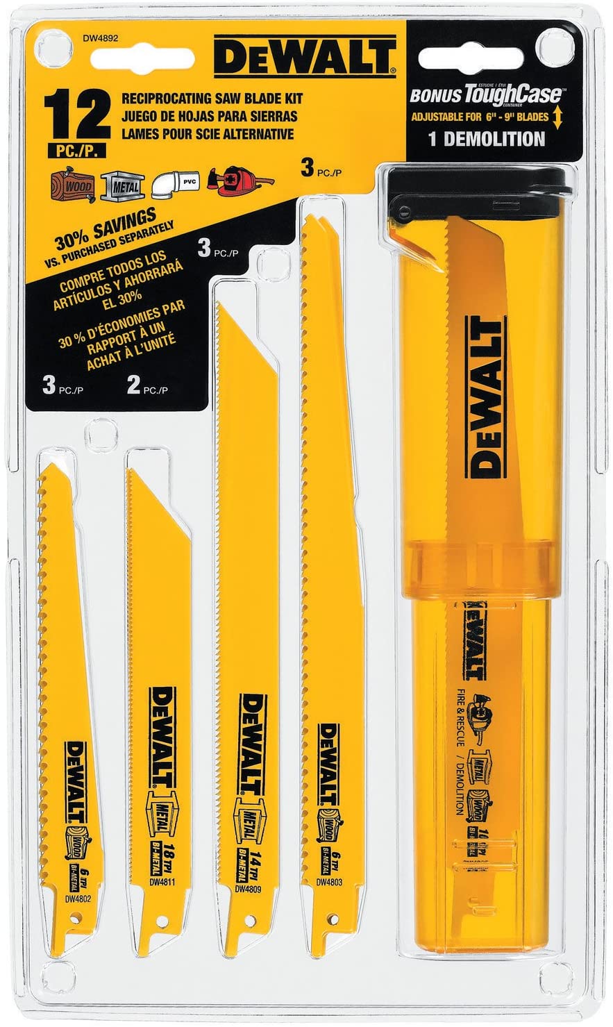 DEWALT 12PC RECIP BLADE KIT