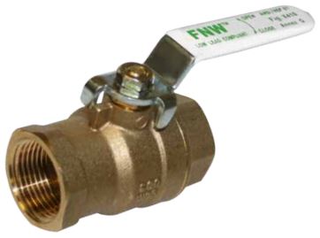 FNW FNWX410CG Figure X410C Low Lead Compliant 1 in. NPT Brass Full Port 2-Piece 600 WOG Ball Valve
