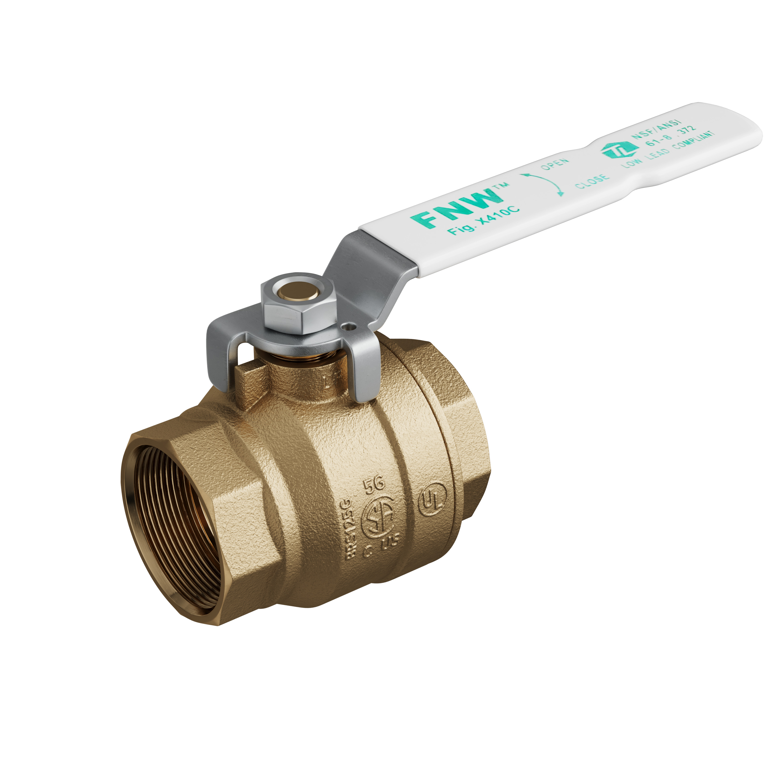FNW FNWX410CK Figure X410C Low Lead Compliant 2 in. NPT Brass Full Port 2-Piece 600 WOG Ball Valve
