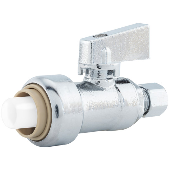 Jones Stephens C77475LFC PlumBite 1/2 in. x 3/8 in. OD COMP Push On Supply Stop, Straight, Bag of 1