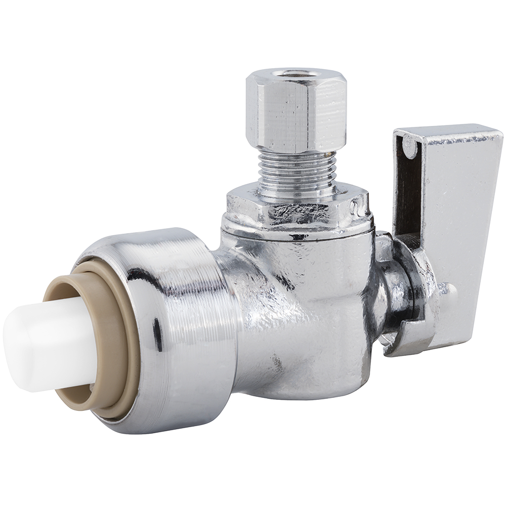 Jones Stephens C77473LFC PlumBite 1/2 in. x 3/8 in. OD COMP Push On Supply Stop, Angle, Bag of 1