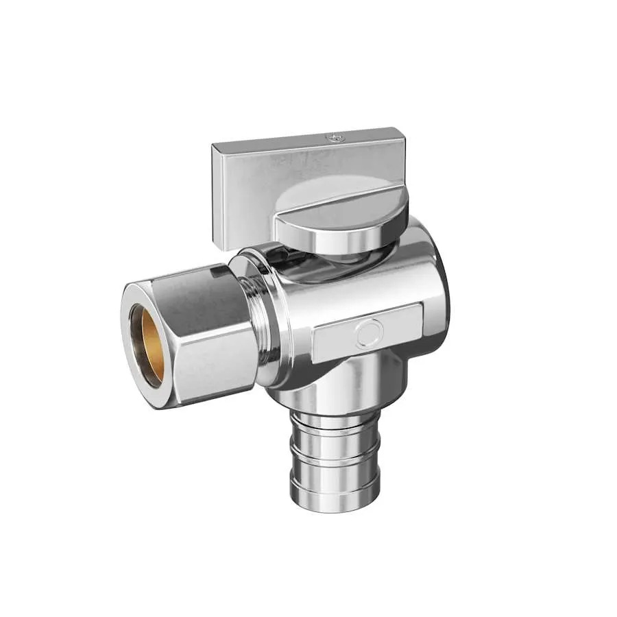 PROFLO PFXQAP32C 1/2 in. x 3/8 in. PEX x Compression Lead-Free Quarter-Turn Angle Stop Valve, Chrome
