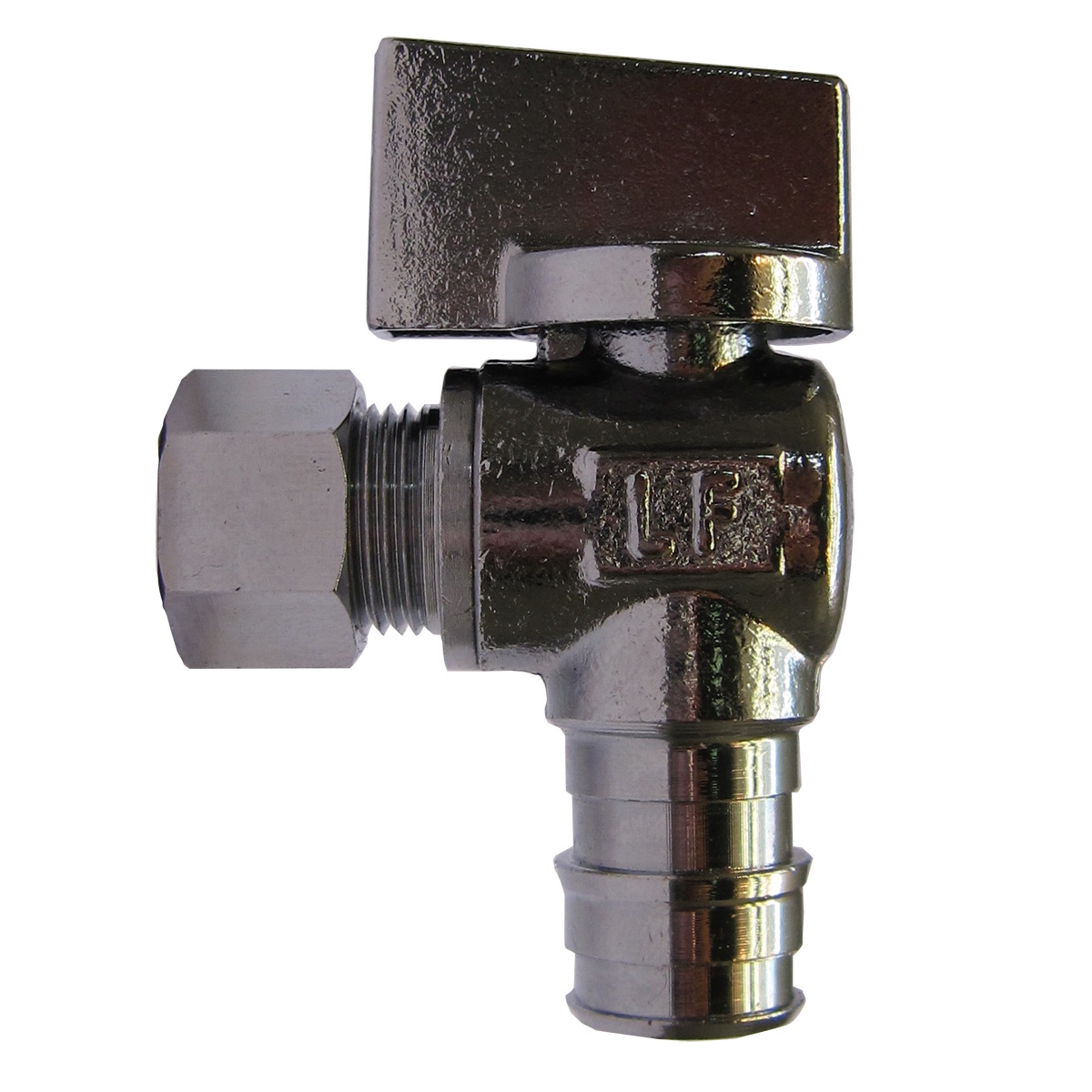 PROFLO PFXQAPP32C Lead Free 1/2 in. x 3/8 in. F196 PEX x OD Tube Quarter Turn Angle Supply Stop Valve, Chrome