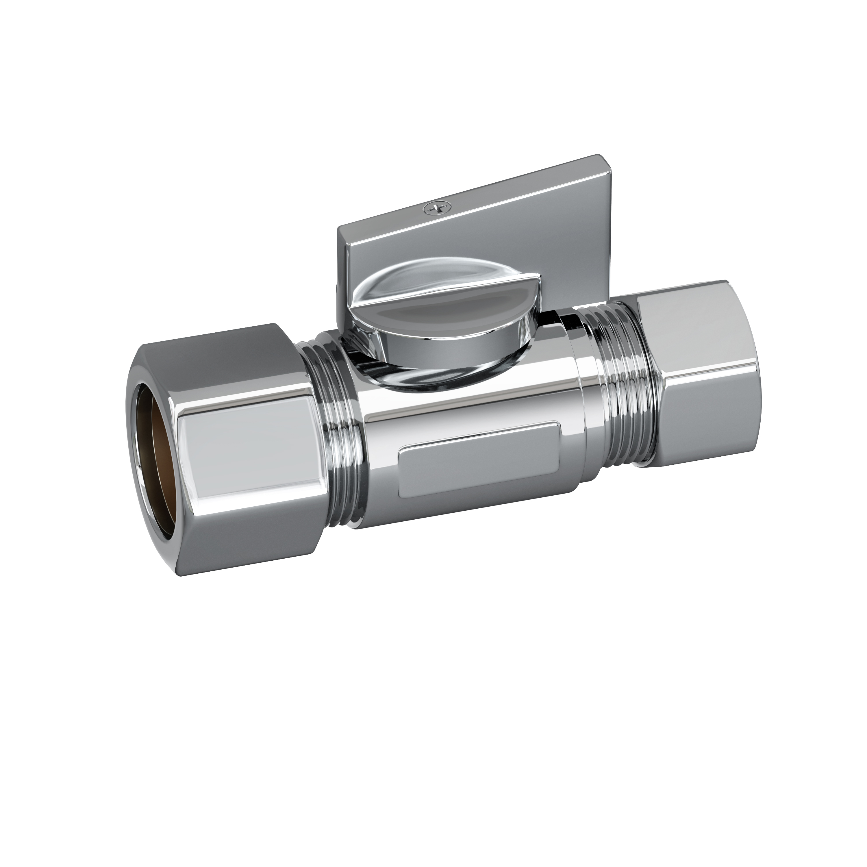 PROFLO PFXQSF22C Lead Free 3/8 in. Female Compression x OD Tube Brass Quarter Straight Valve, Chrome Plated