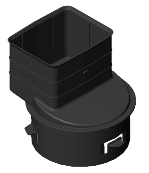 ADPT 100mm(4'') SPOUT 50x75mm(2x3'') BLACK