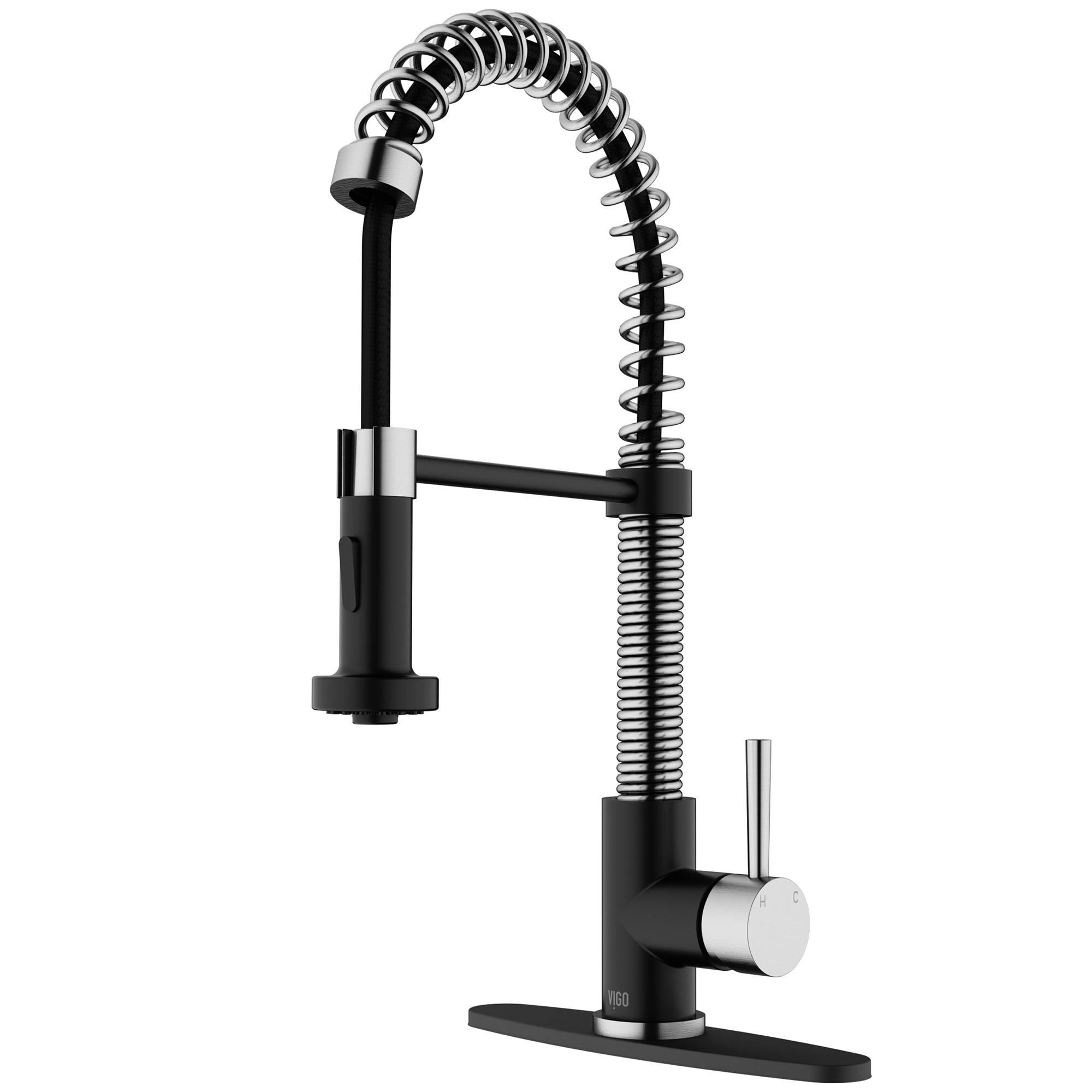 VIGO Edison PullDown Spray Kitchen Faucet With Deck Plate In Stainless
