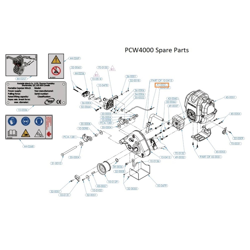 410021 Portable Winch THROTTLE CABLE ASSEMBLY PCW4000 RBI