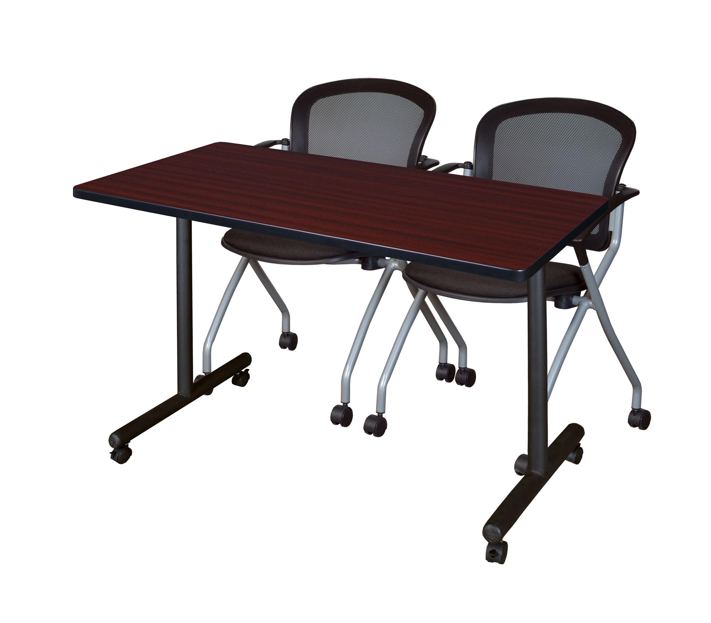 Regency Kobe 48 x 24 in. Mobile TBase Training Table 2 Cadence Nesting Chairs - Picture 9 of 24