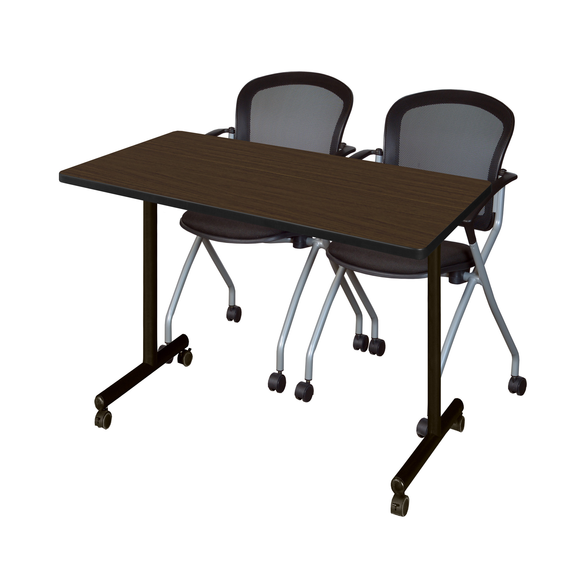Regency Kobe 48 x 24 in. Mobile TBase Training Table 2 Cadence Nesting Chairs - Picture 17 of 24