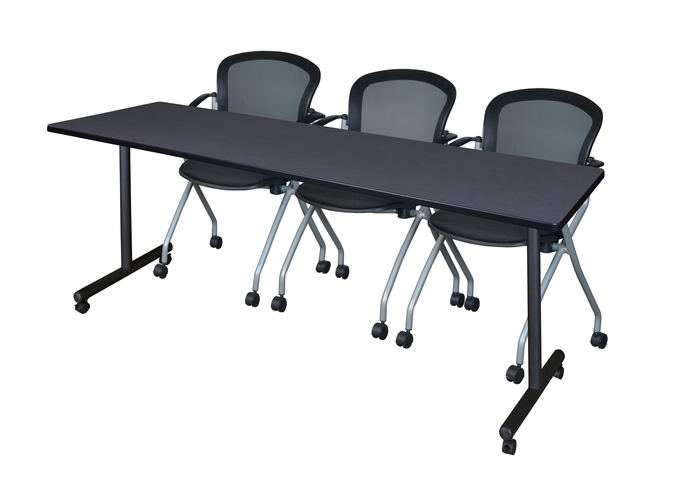 Regency Kobe 48 x 24 in. Mobile TBase Training Table 2 Cadence Nesting Chairs - Picture 5 of 24