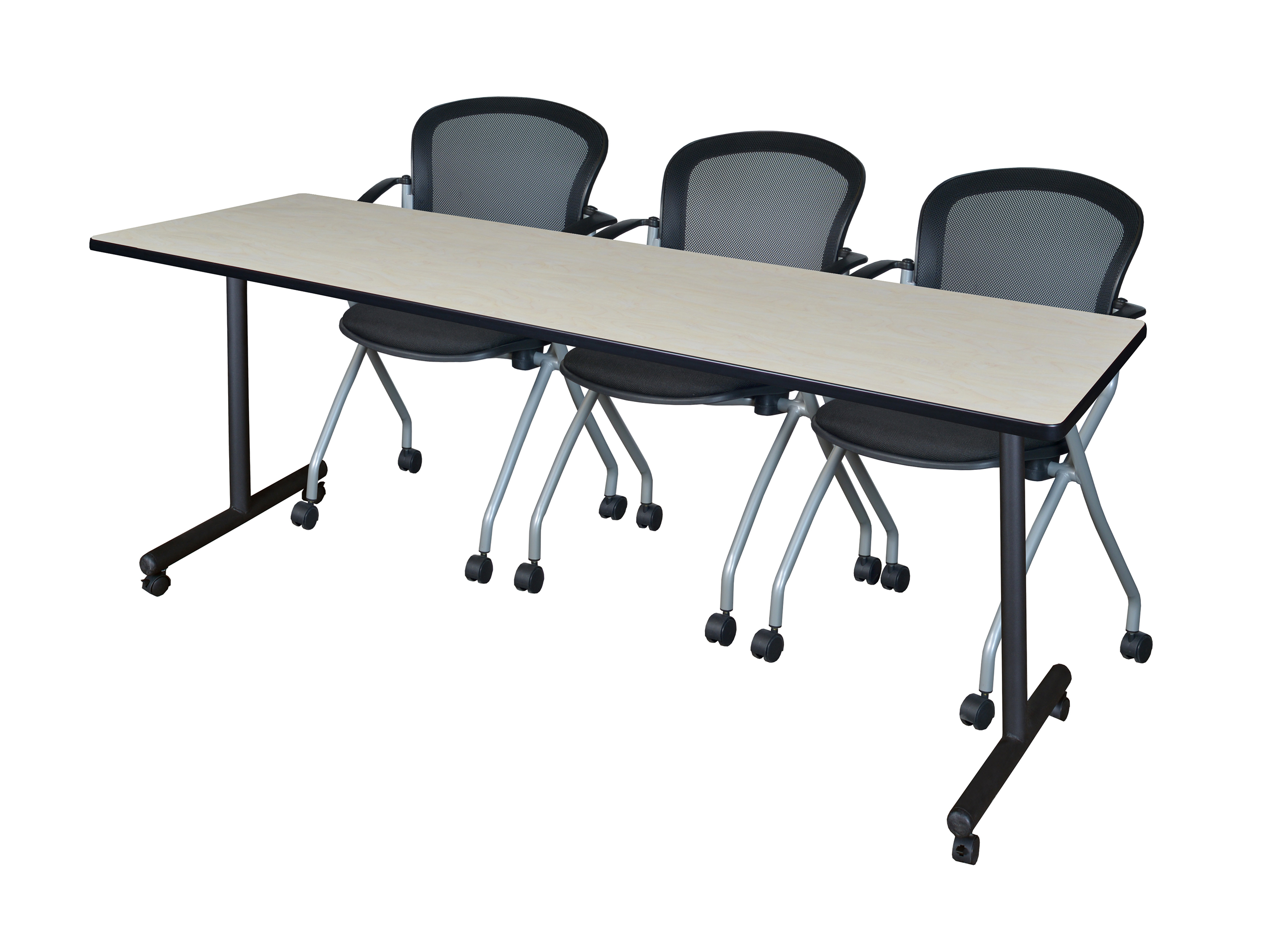 Regency Kobe 48 x 24 in. Mobile TBase Training Table 2 Cadence Nesting Chairs - Picture 13 of 24