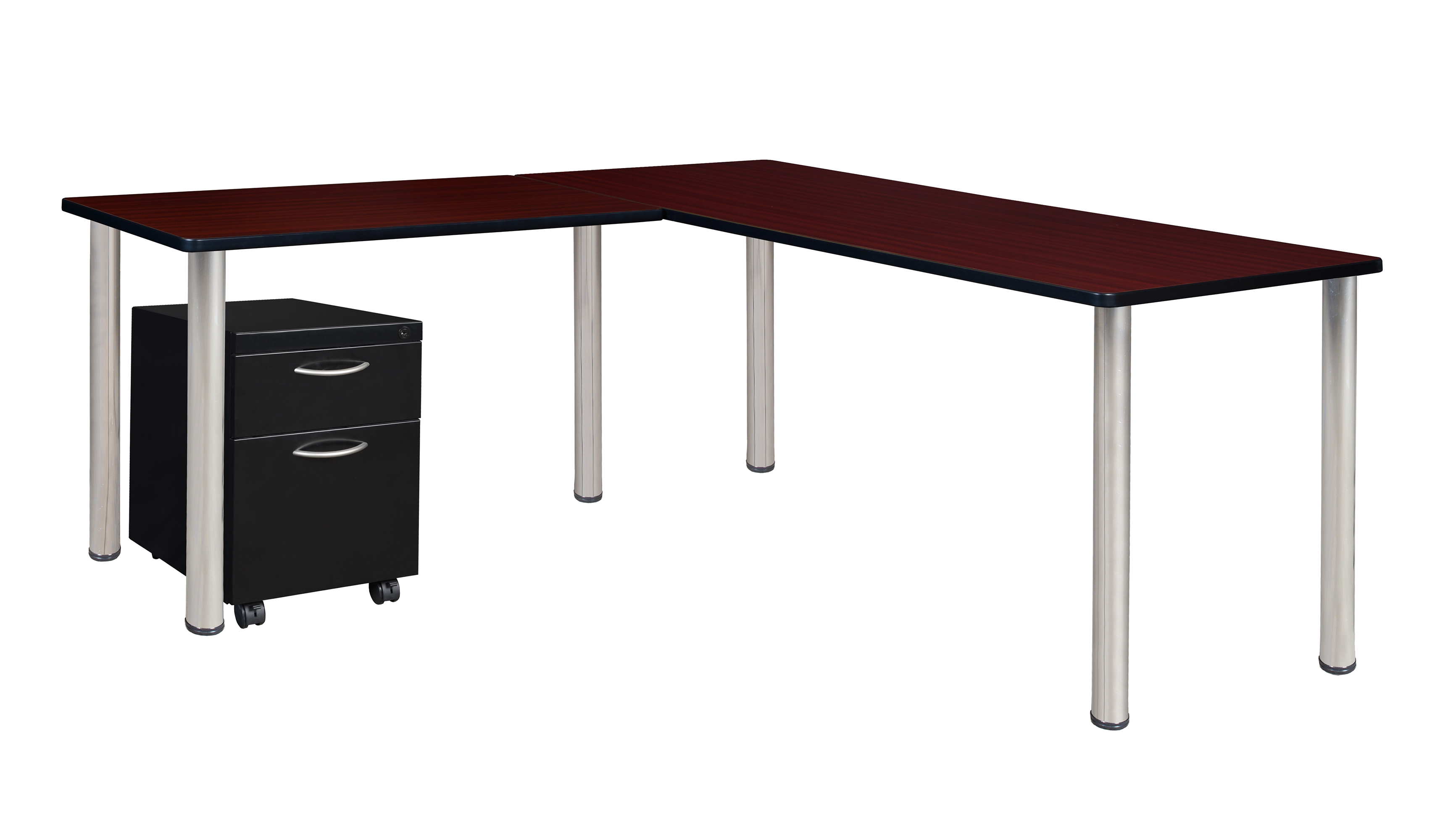 Regency Kee 66 x 66 in. Corner L Shaped Desk with Pedestal Drawer - Picture 25 of 32