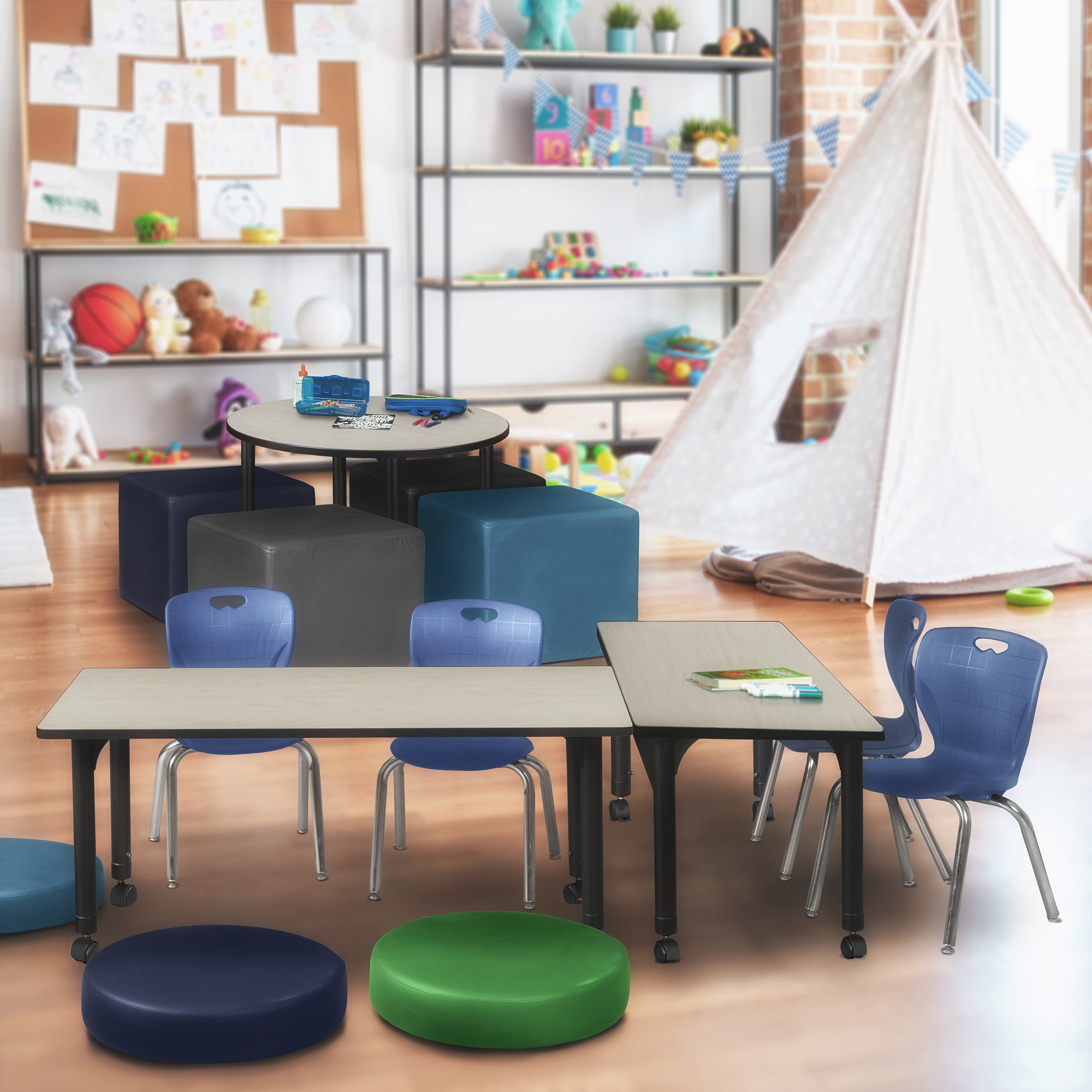 Regency Kee 42 x 24 in. Height Adjustable Mobile Classroom Activity Table