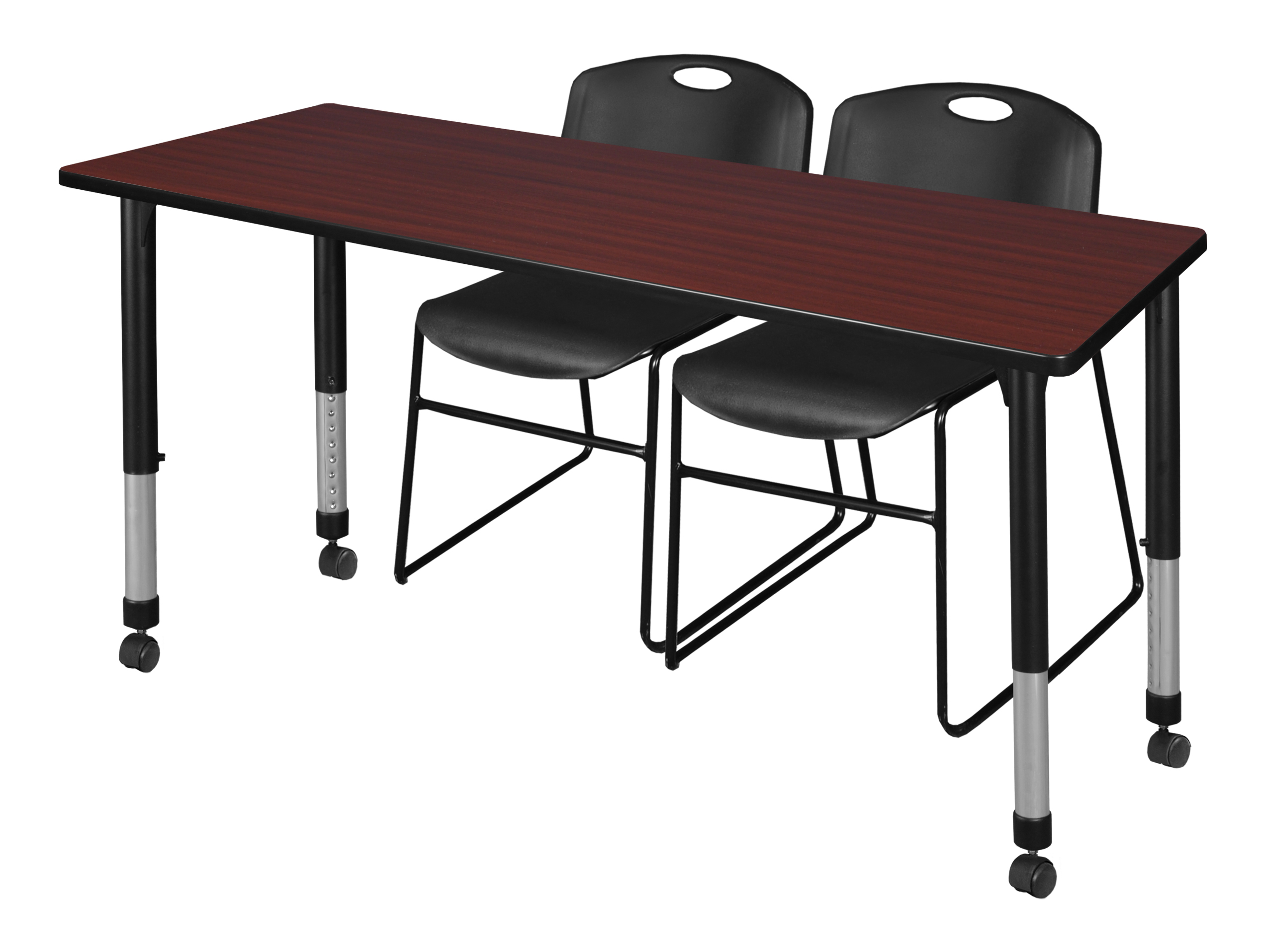 Regency Kee 48 x 24 in. Mobile Adjustable Classroom Table & 2 Zeng Stack Chairs - Picture 8 of 13