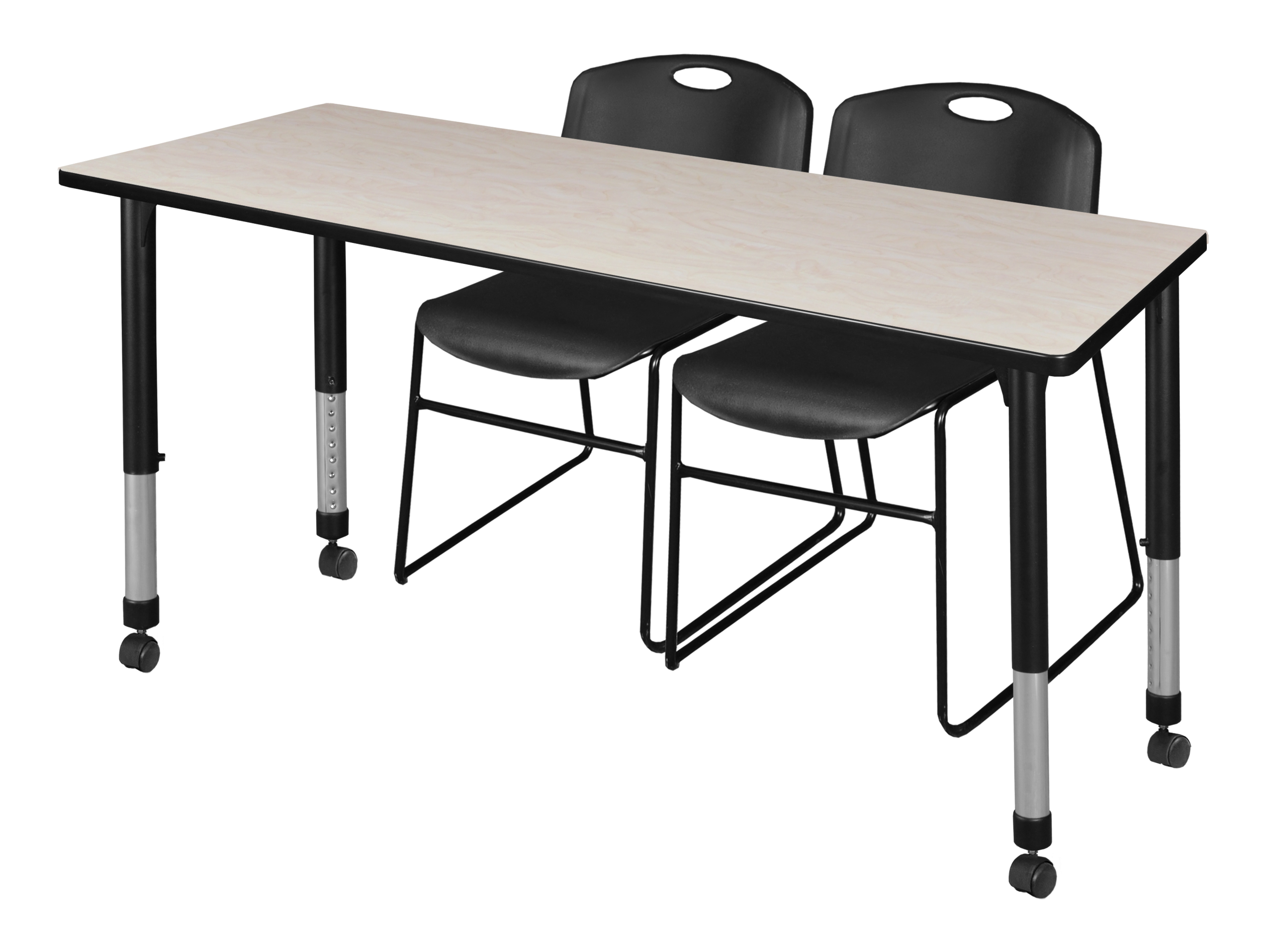 Regency Kee 48 x 24 in. Mobile Adjustable Classroom Table & 2 Zeng Stack Chairs - Picture 11 of 13