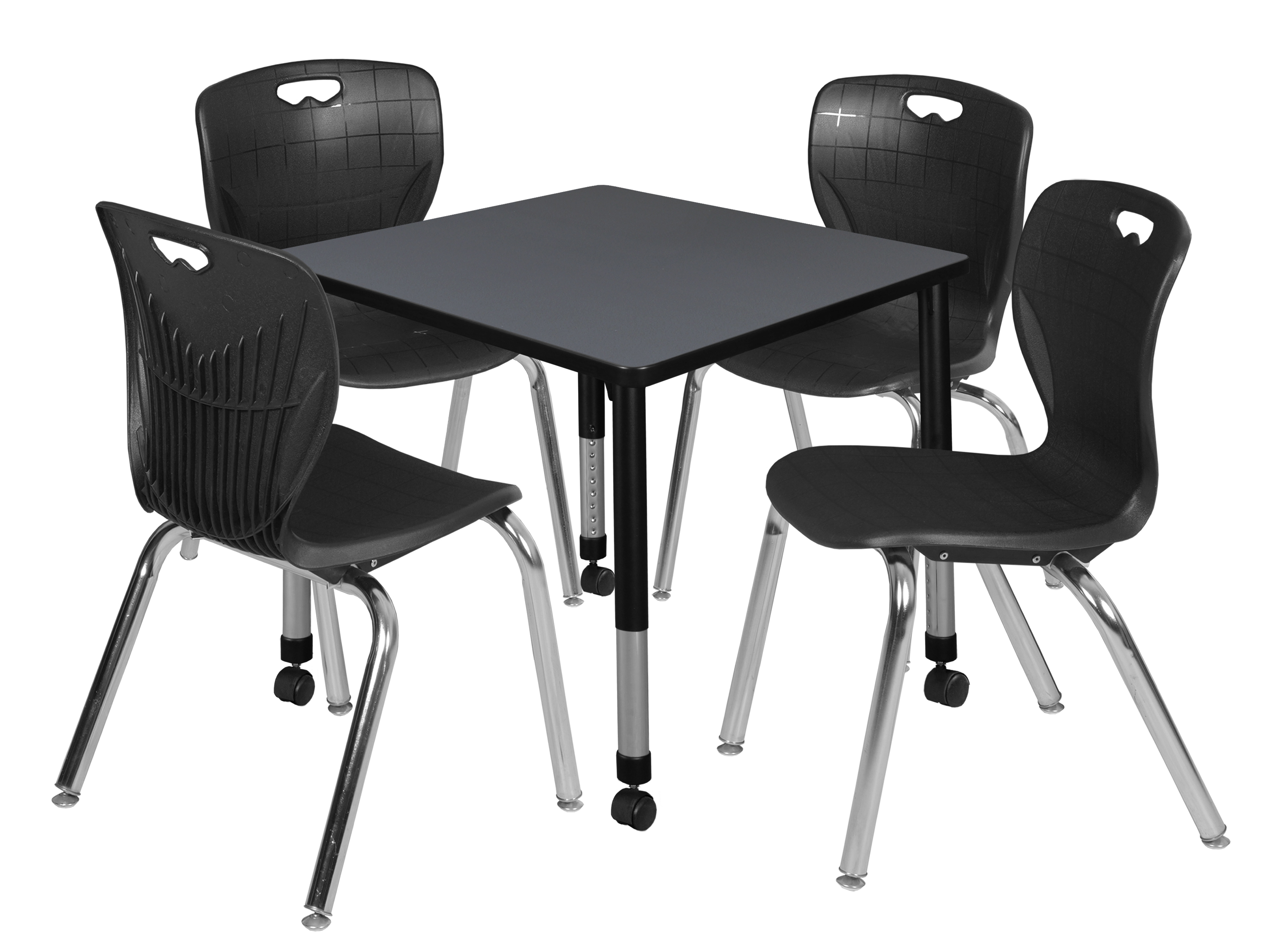 Regency Kee 30 in. Square Mobile Adjustable Classroom Table & 4 Andy 18 in. - Picture 7 of 48