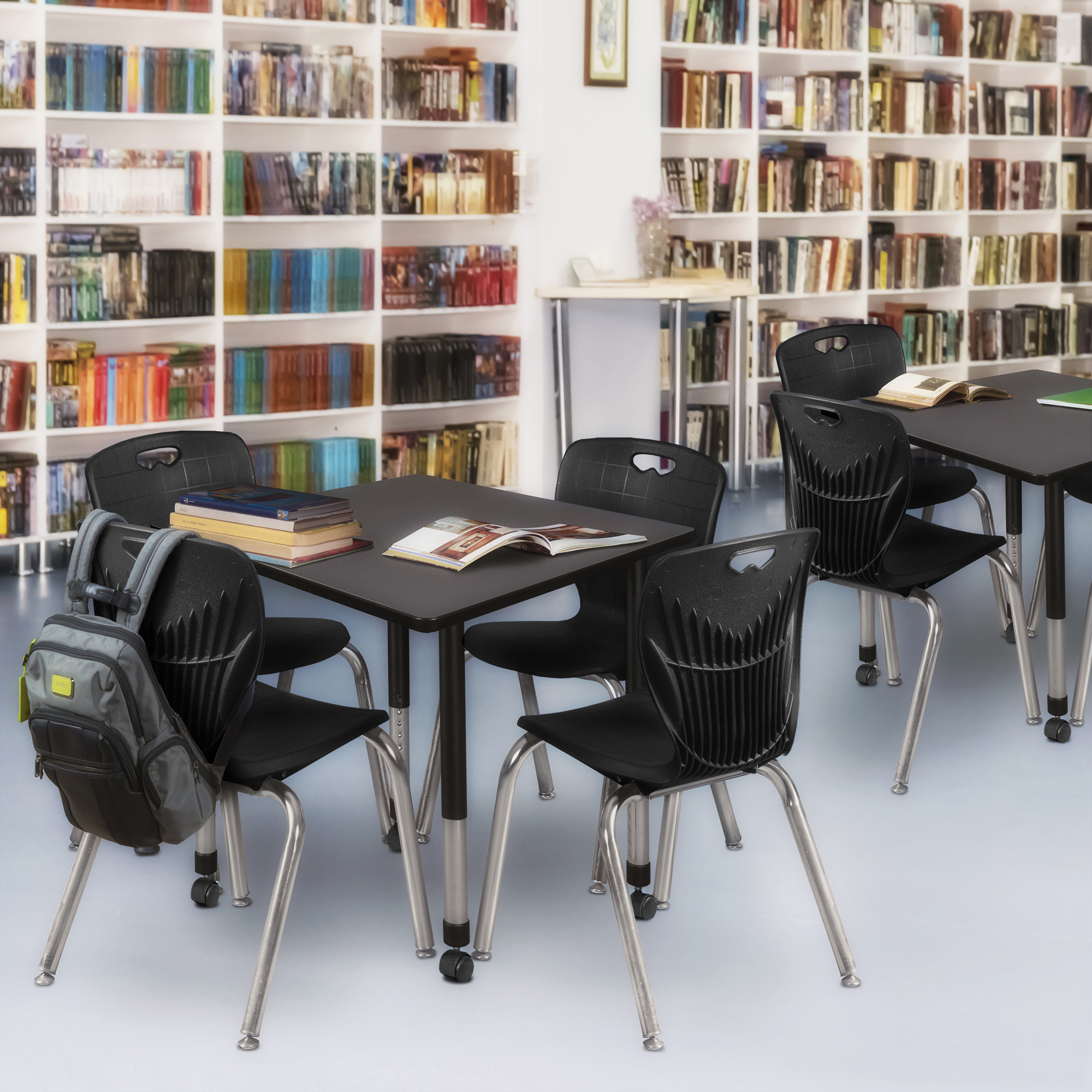 Regency Kee 30 in. Square Mobile Adjustable Classroom Table & 4 Andy 18 in. - Picture 8 of 48