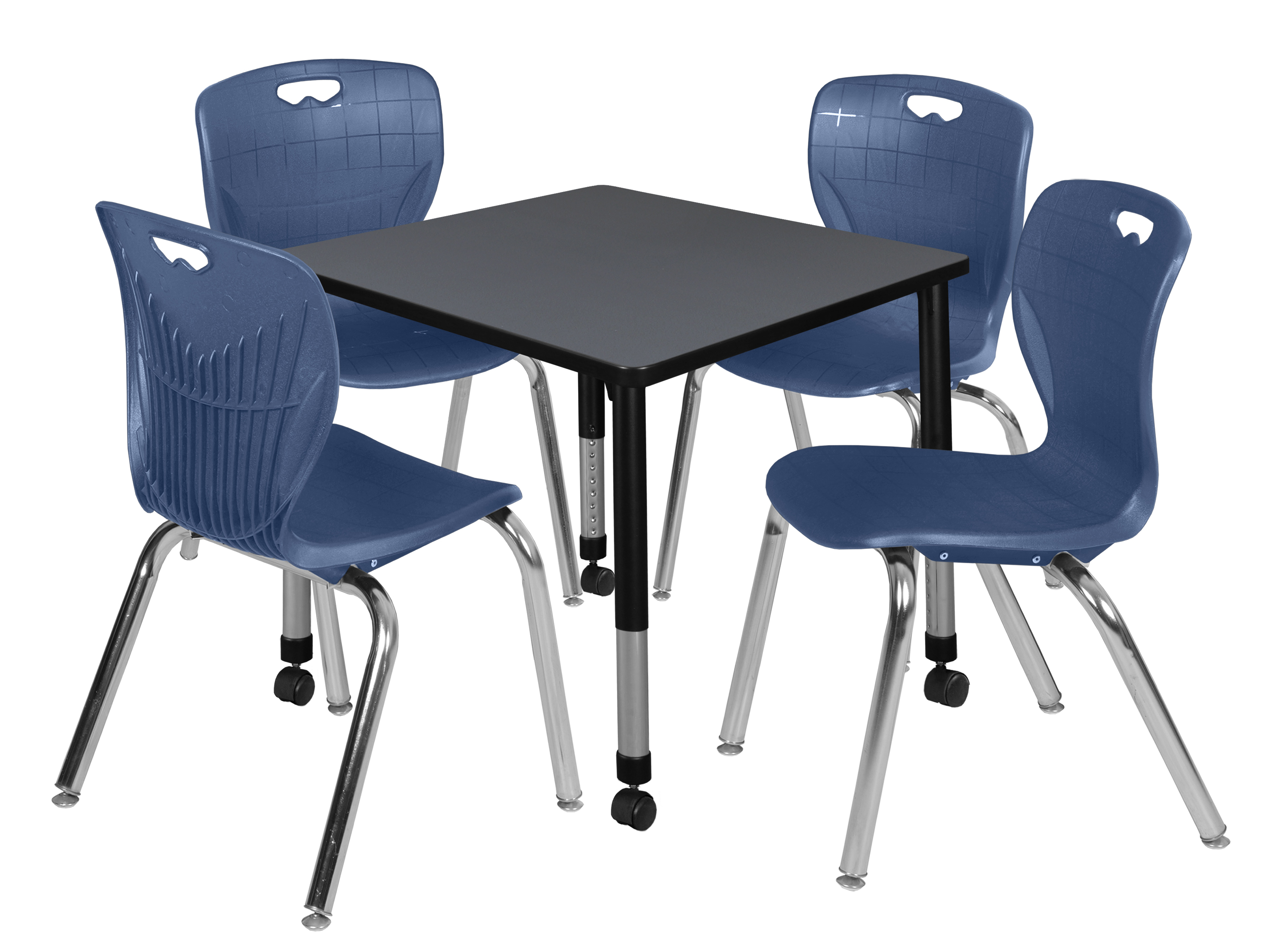 Regency Kee 30 in. Square Mobile Adjustable Classroom Table & 4 Andy 18 in. - Picture 10 of 48