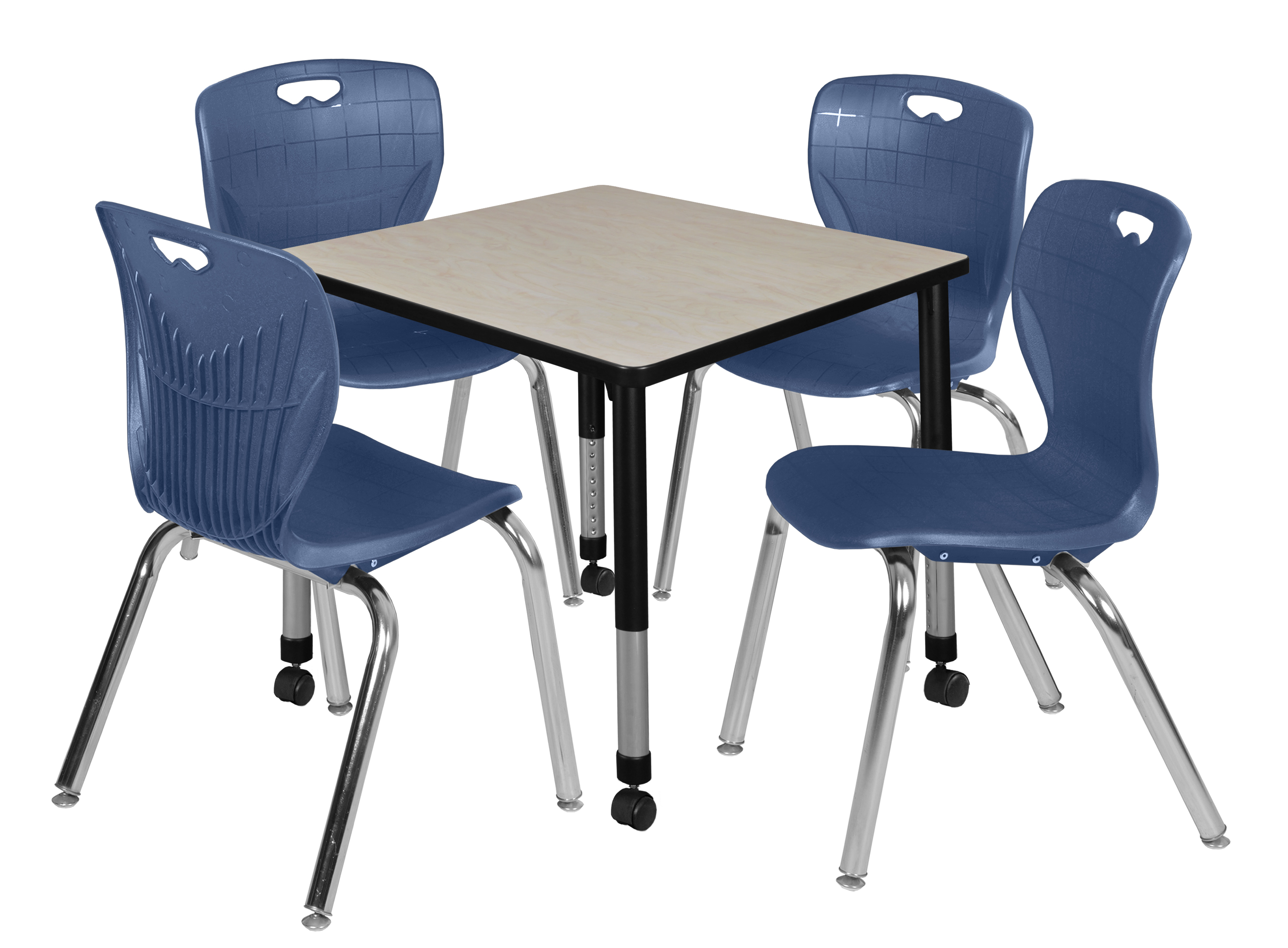 Regency Kee 30 in. Square Mobile Adjustable Classroom Table & 4 Andy 18 in. - Picture 22 of 48