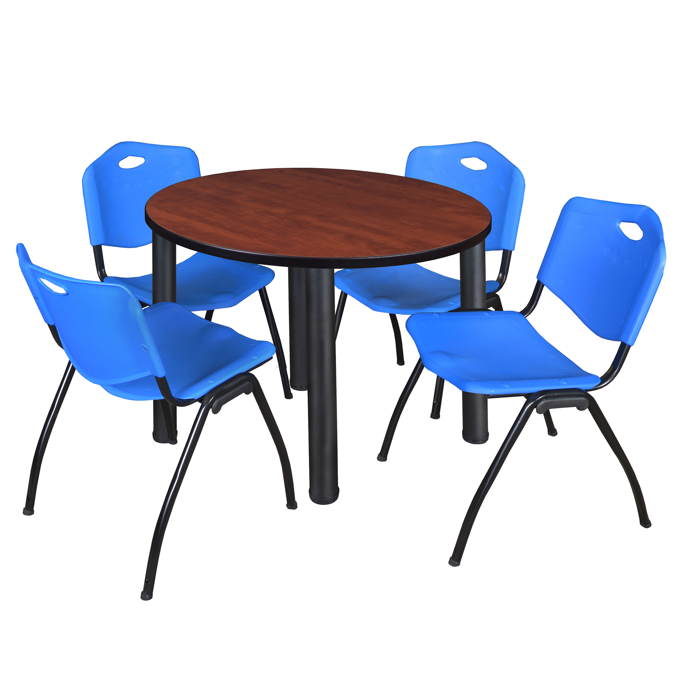 Regency Kee 36 in Round Breakroom Table Top Black Legs 4 M Stack Chairs - Picture 5 of 110