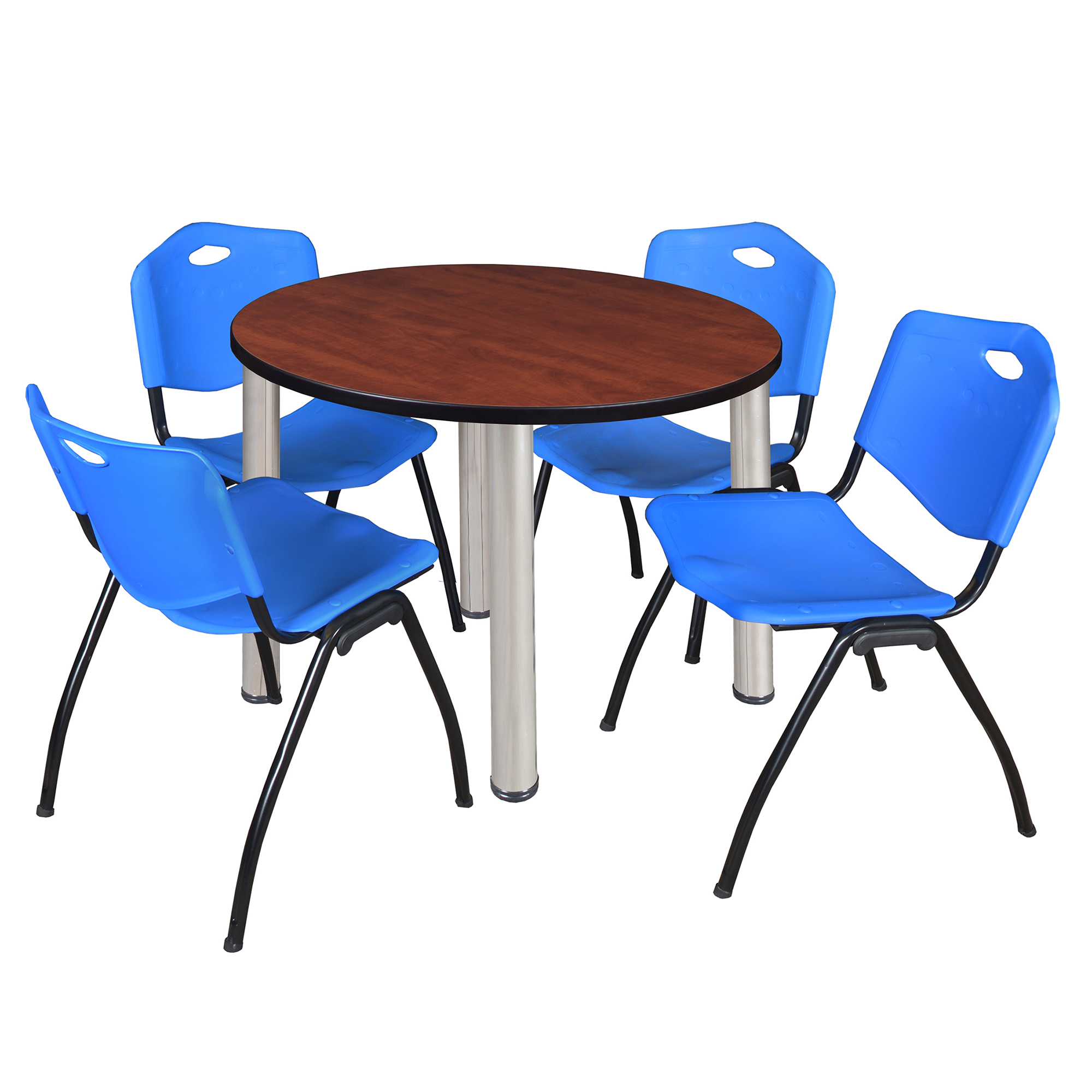 Regency Kee 36 in Round Breakroom Table Top Black Legs 4 M Stack Chairs - Picture 71 of 110