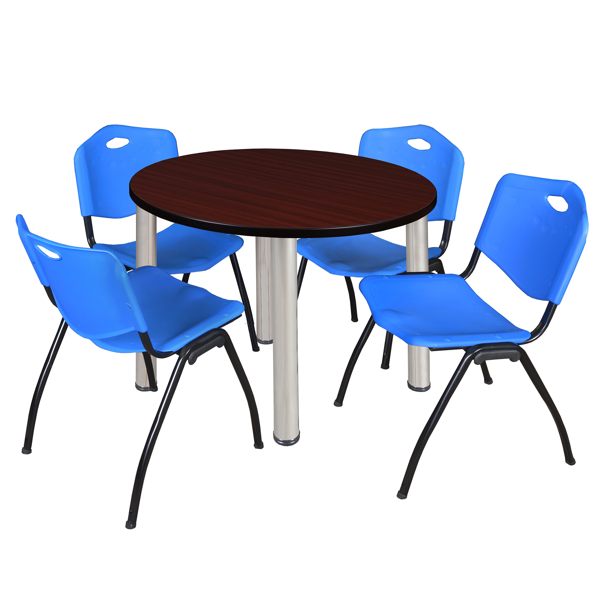 Regency Kee 36 in Round Breakroom Table Top Black Legs 4 M Stack Chairs - Picture 75 of 110