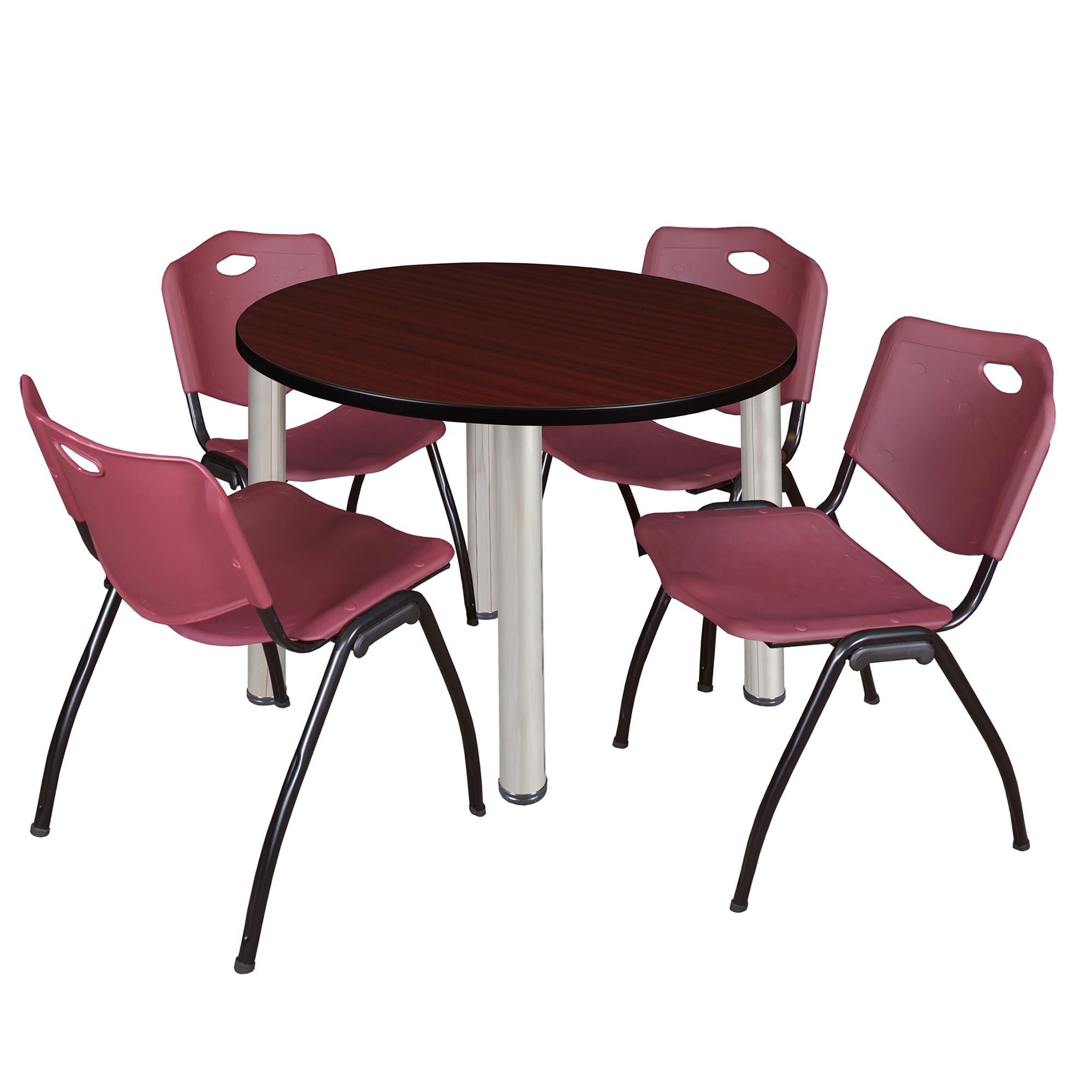 Regency Kee 36 in Round Breakroom Table Top Black Legs 4 M Stack Chairs - Picture 87 of 110