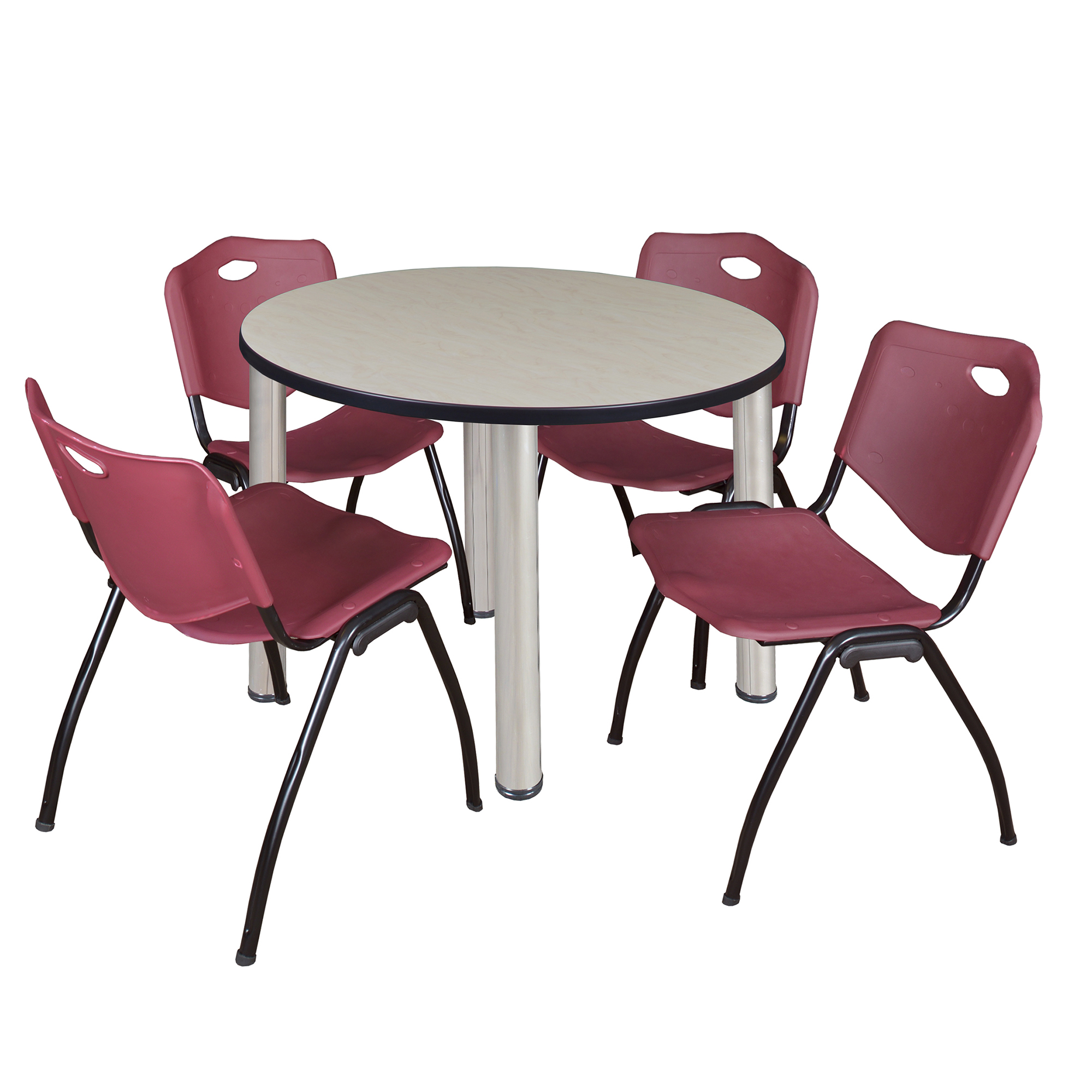 Regency Kee 36 in Round Breakroom Table Top Black Legs 4 M Stack Chairs - Picture 91 of 110