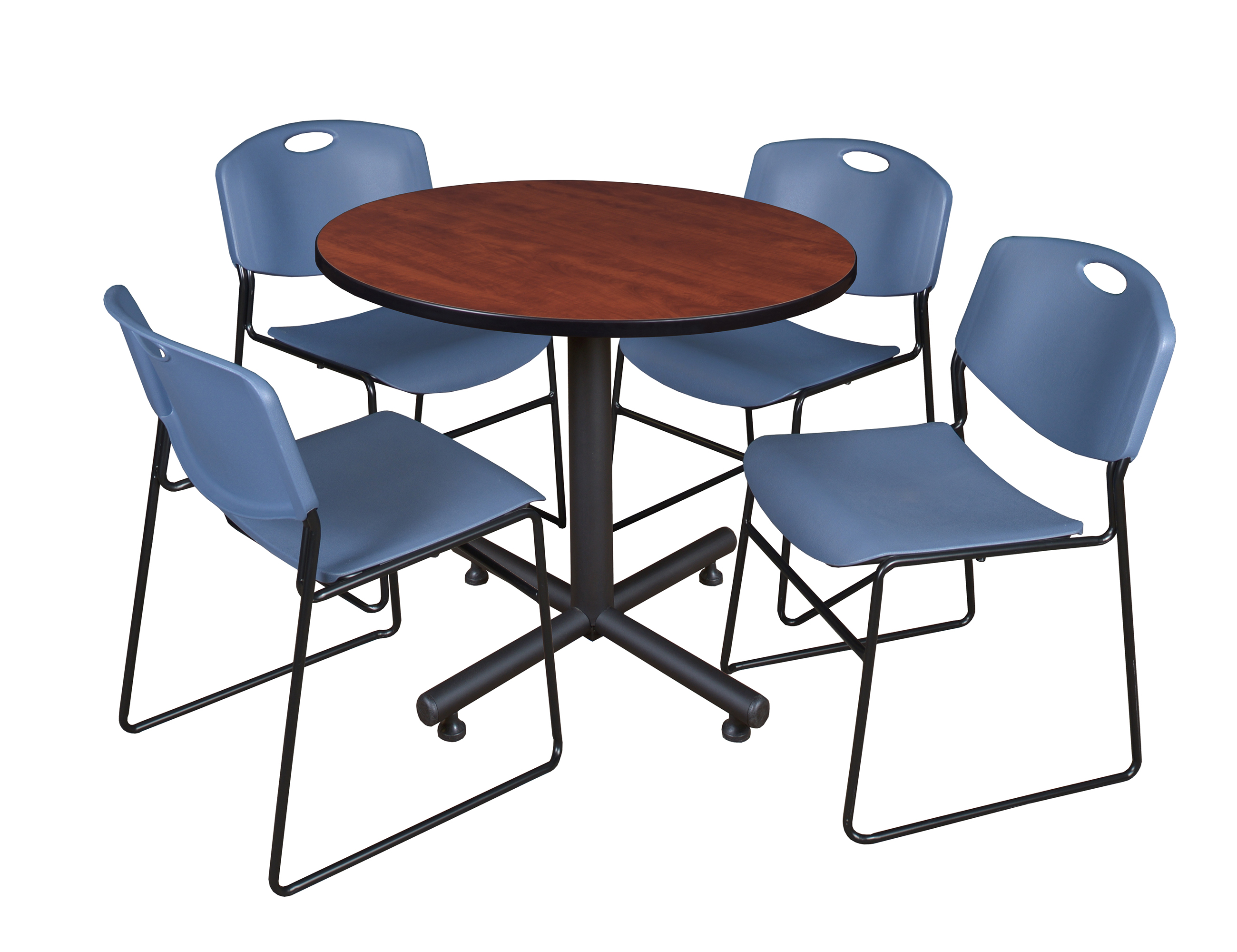 Regency Kobe 30 in. Square XBase Breakroom Table 4 Zeng Stack Chairs - Picture 11 of 26